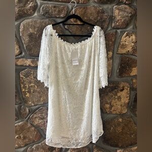 Elegant White Lace Dress - on or off the shoulder - XXL - new with tags